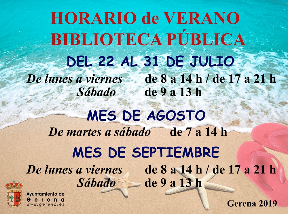 Horario de verano 2019 Biblioteca Gerena