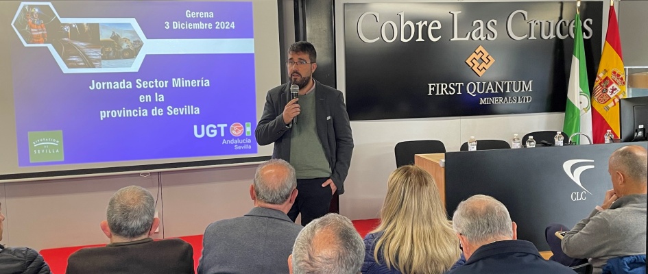 El alcalde de Gerena inaugura una jornada de UGT sobre el futuro de la minería en Sevilla